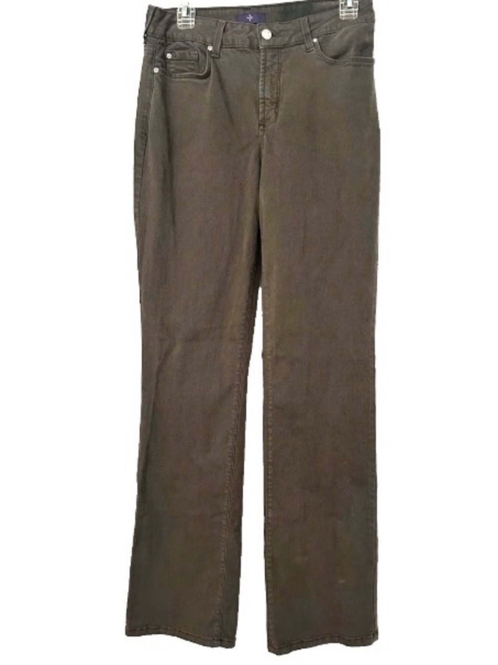 NYDJ Not Your Daughters Jeans Size 10 Dark Khaki Green 98% Cotton Straight Leg